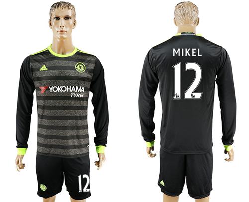 Chelsea #12 Mikel Sec Away Long Sleeves Soccer Club Jersey - Click Image to Close